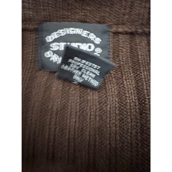 Designers Studio Original Size XL Ribbed Genuine Leather Suede Sweater Brown - Picture 8 of 9